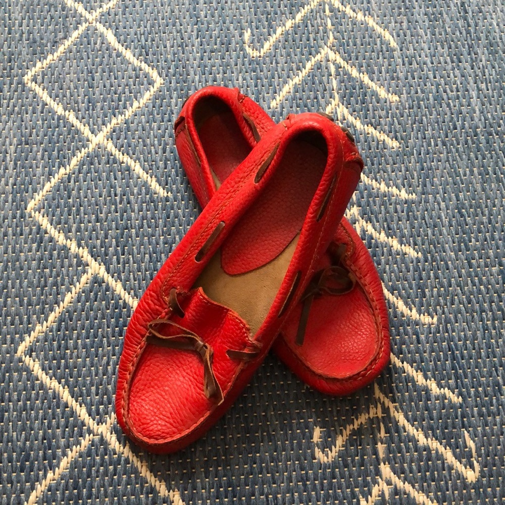 Red Leather Argentine Driving Shoes Handmade Sz. 9 Women’s